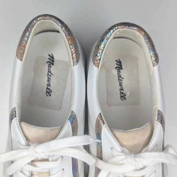 Madewell Sidewalk low top sneakers white leather iridescent stripe size 8.5 - Picture 5 of 9